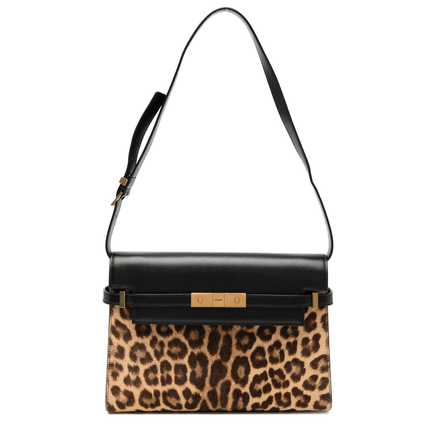 Saint Laurent Printed Manhattan Small Shoulder Bag GHW in leopard print