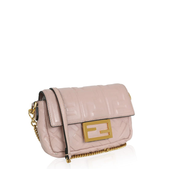 Fendi Nappa Embossed Mini Baguette