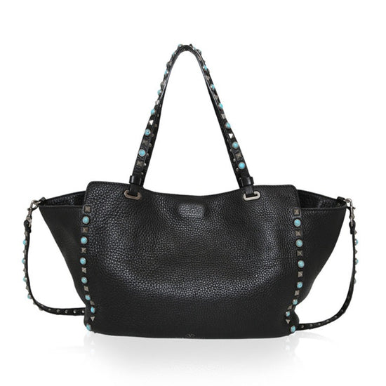 Valentino Rockstud Leather Black Tote Bag