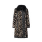 Animal Print Fur Collared Coat
