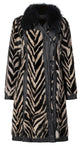 Animal Print Fur Collared Coat