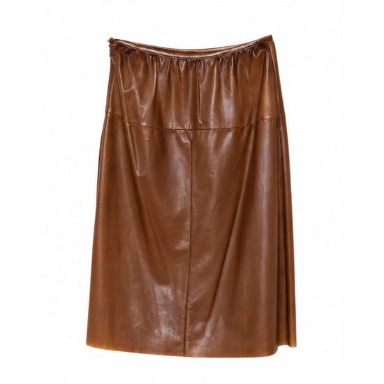Brown Leather A-Line Skirt