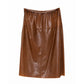Brown Leather A-Line Skirt