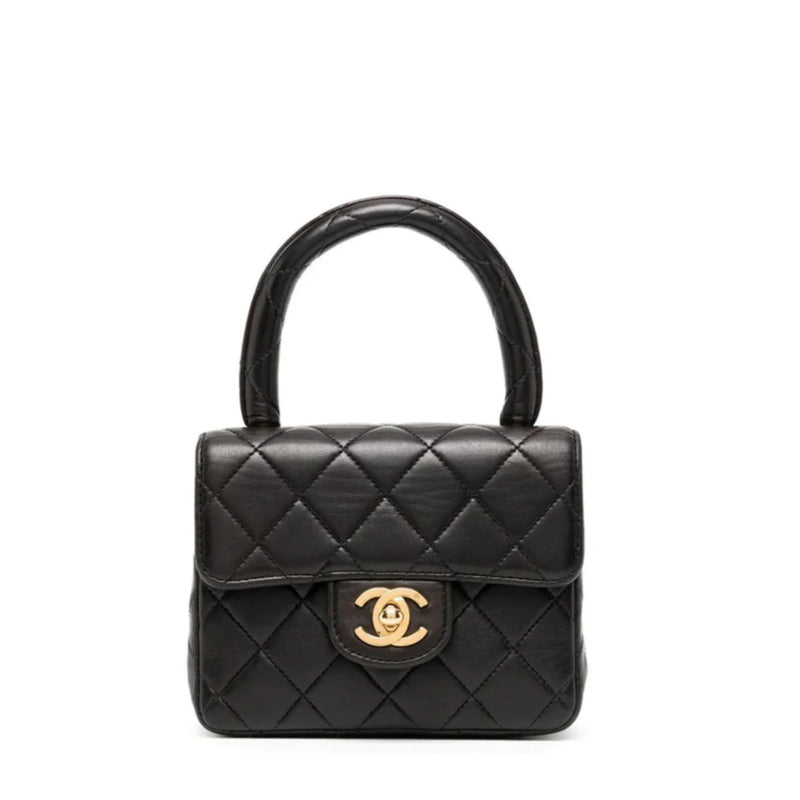 Kelly Quilted Mini Flap Black