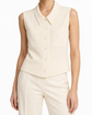 Chanel cropped collared sleeveless vest with button details, stylish top for a sophisticated layered look.