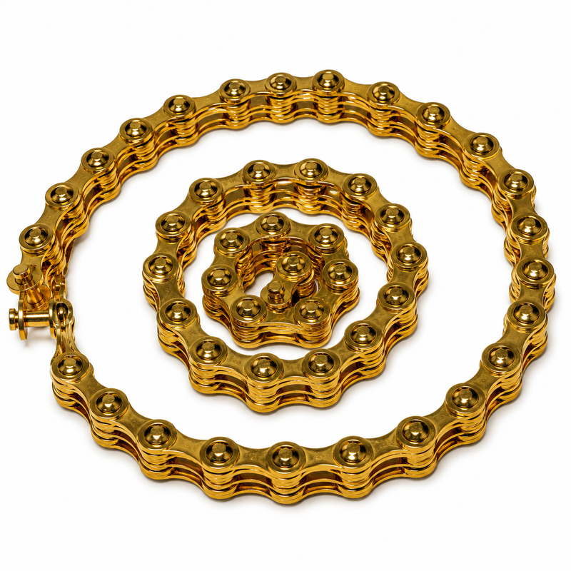 Dior archival bicycle chain necklace designed by John Galliano for Fall 2000, featuring metallic chain links and statement style.