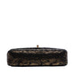 Chanel medium quilted chevre leather shoulder bag with lace detailing, gold hardware, classic double flap design in black.