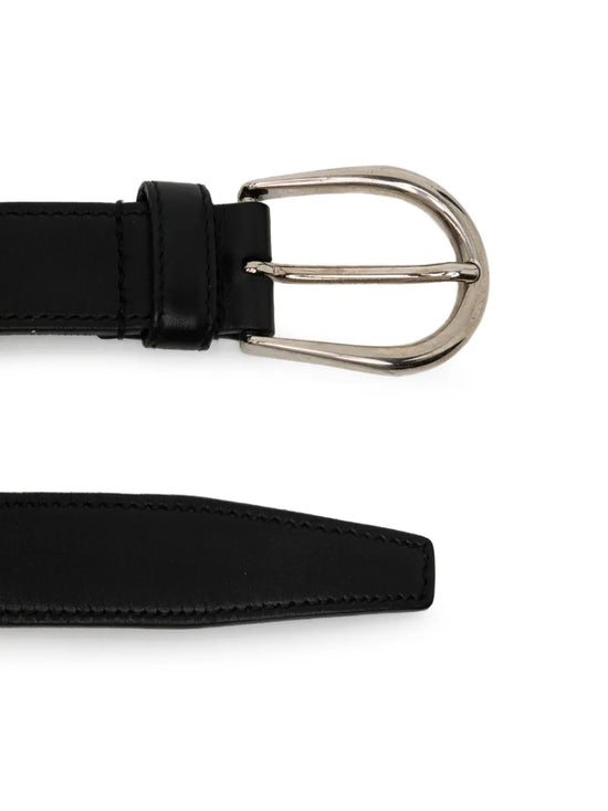 Silver-tone Chain Link Leather Belt