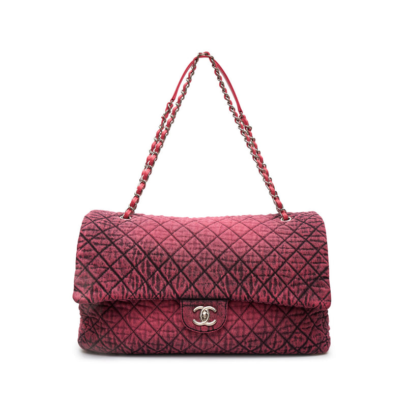 Airline Pink Denim XXL Flap Bag