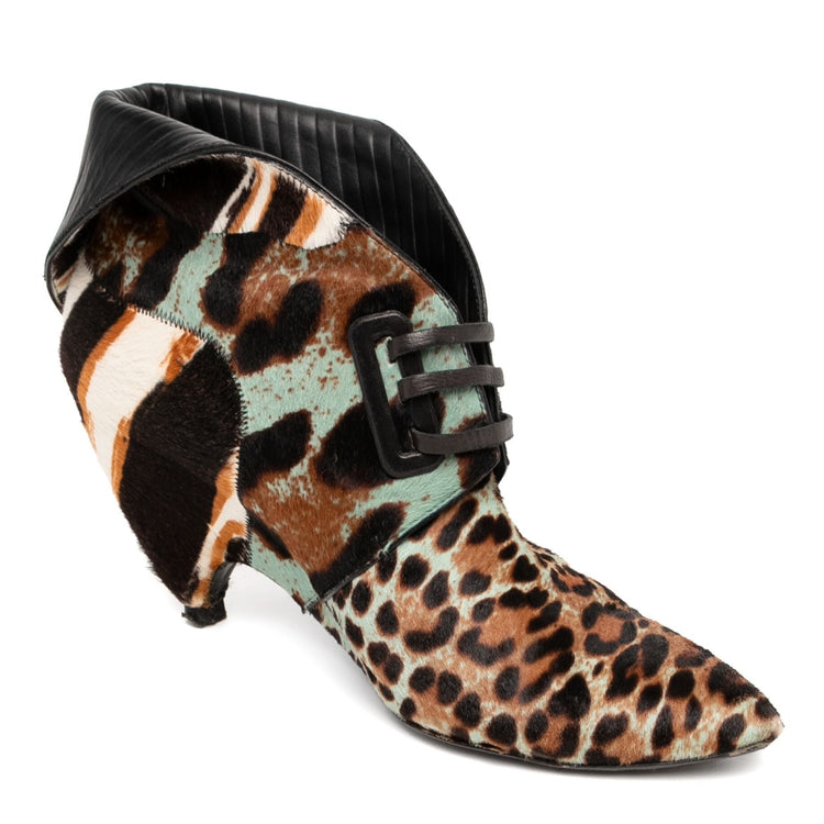 Balenciaga Nicolas Ghesquière multicolour pony hair runway ankle boots with sleek design and bold style.