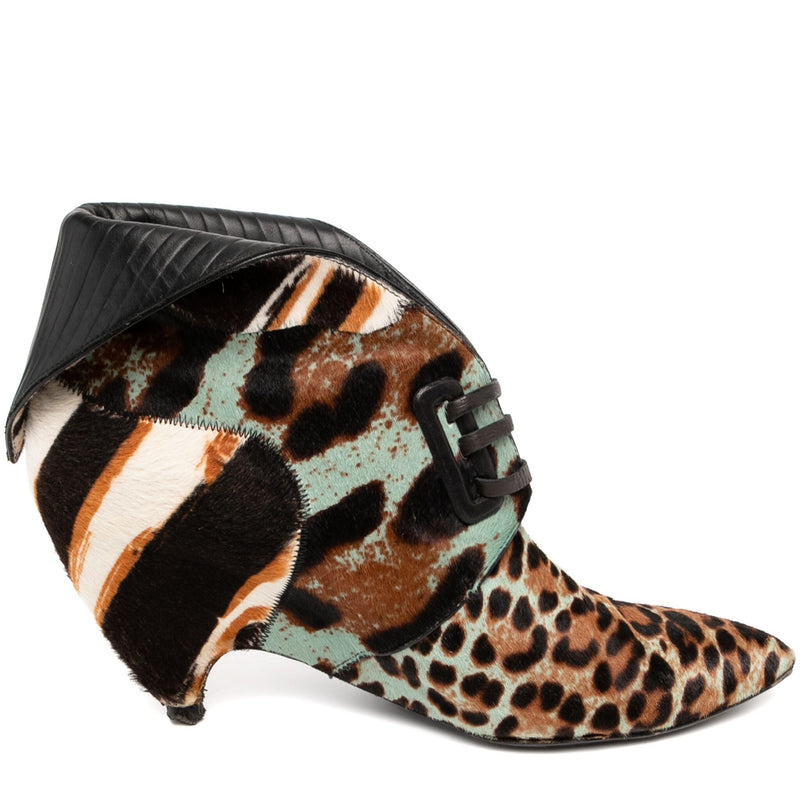 Balenciaga Nicolas Ghesquière multicolour pony hair runway ankle shoes with stylish design and textured details.