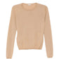 Beige Prada crew neck knit sweater, cozy tops with ribbed collar and cuffs, soft wool blend for stylish comfort