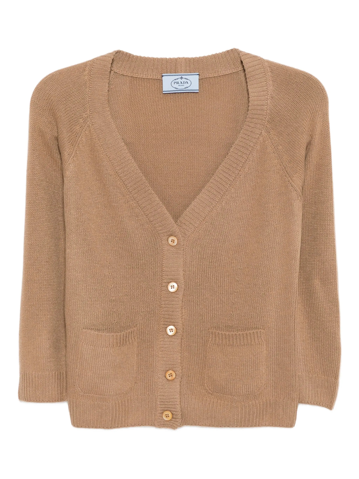 Beige Prada cropped knit cardigan, stylish women&