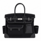 Hermès Birkin 35 Cargo Noir toile and Swift leather top handle bag with gold hardware, showcasing its elegant design.