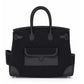 Hermès Birkin 35 Cargo Noir top handle bag in toile goéland and swift PHW leather, featuring structured design and gold hardware.