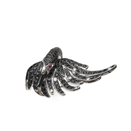 Boucheron Cypris Swan Black Diamond Ring