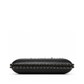 Black Chanel lambskin chain fringe kisslock clutch handbag with elegant design and gold-tone hardware.