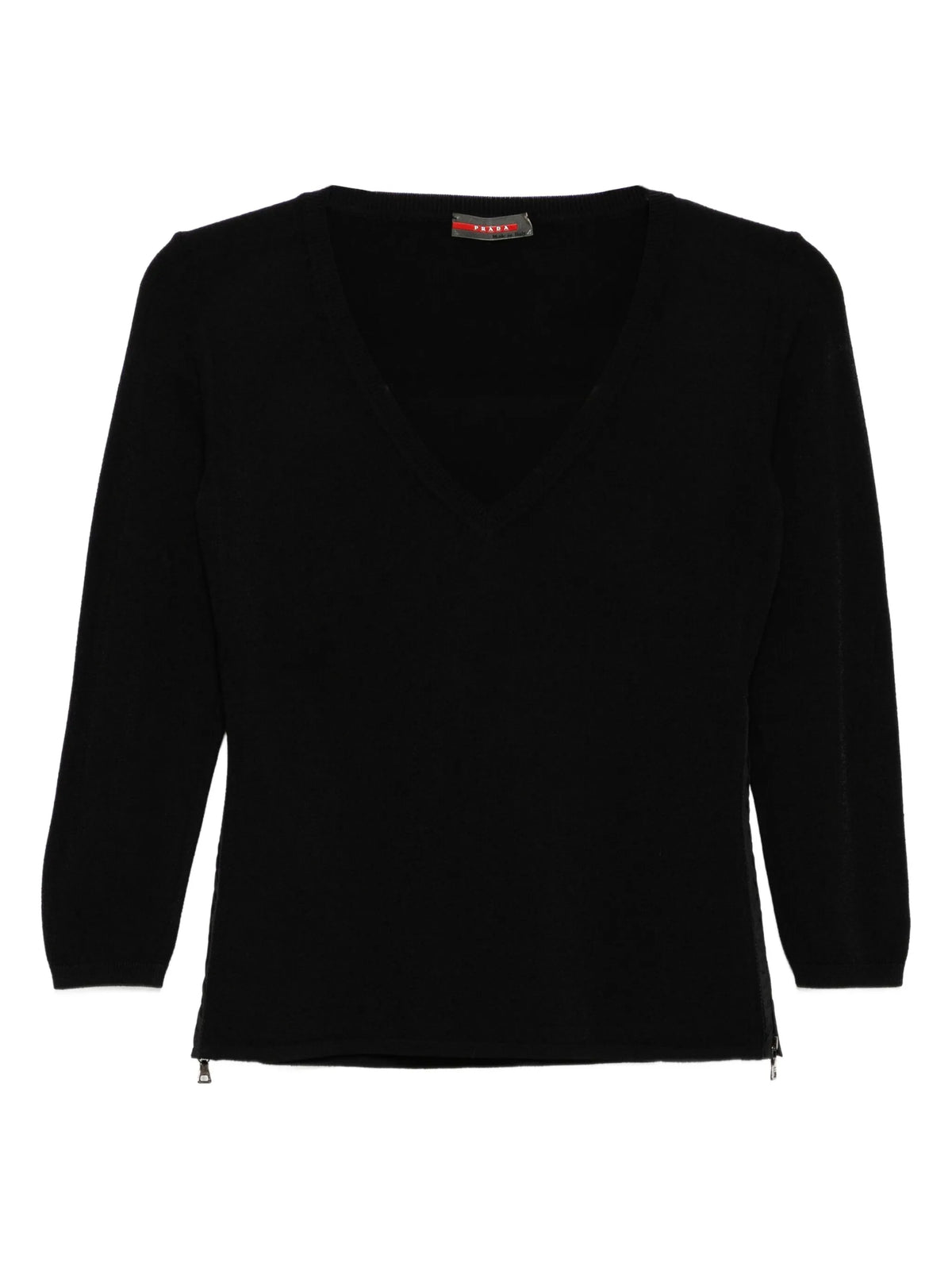 Black Prada V-Neck Top, stylish women&