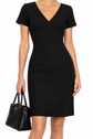 Black Prada V-neck short sleeve dress shown on a mannequin, featuring a sleek design and elegant fit.