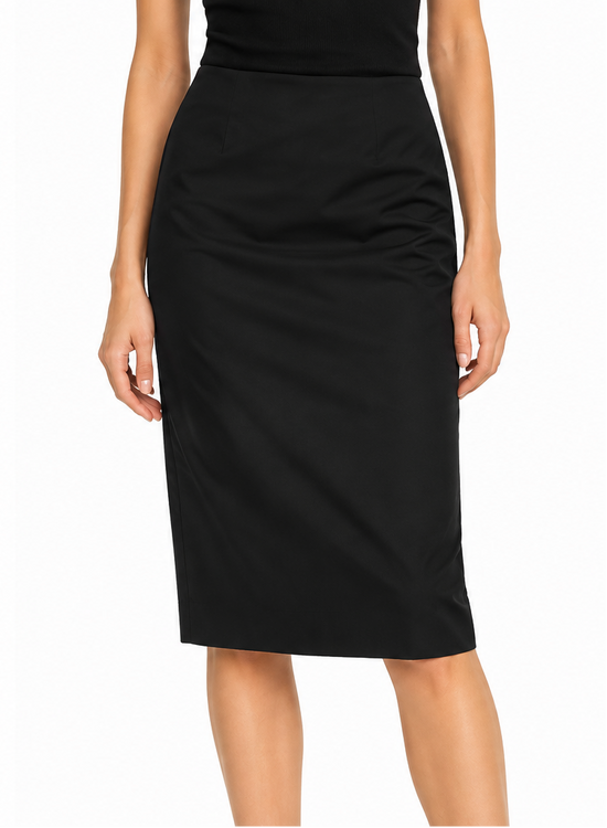 Black Prada pencil skirt, tailored high-waisted skirt in a sleek, fitted design, perfect for professional or stylish wear.