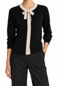 Black Prada tie-neck cardigan top with a stylish tie detail at the neckline and long sleeves.