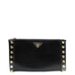 Black Saffiano Vernice Studded Clutch