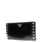 Black Saffiano Vernice Studded Clutch