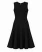 Black sleeveless wool dress by Prada, showcasing a stylish and elegant design with clean lines and a fitted silhouette.