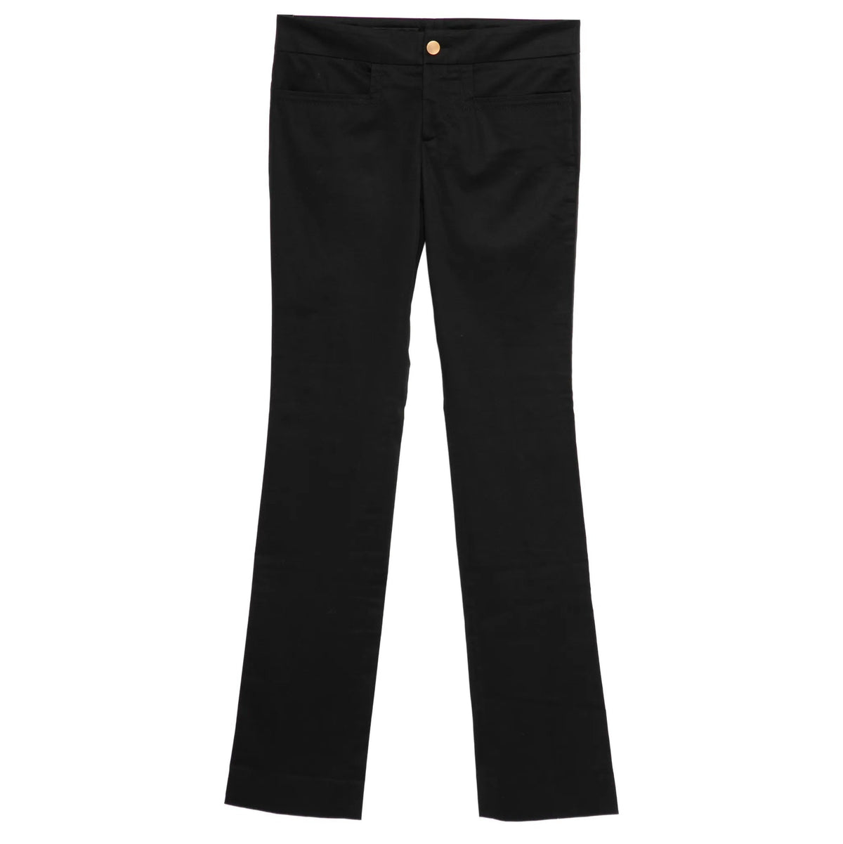 Black tailored Gucci trousers with a sleek fit and classic design, featuring a smooth fabric and tailored waistband.