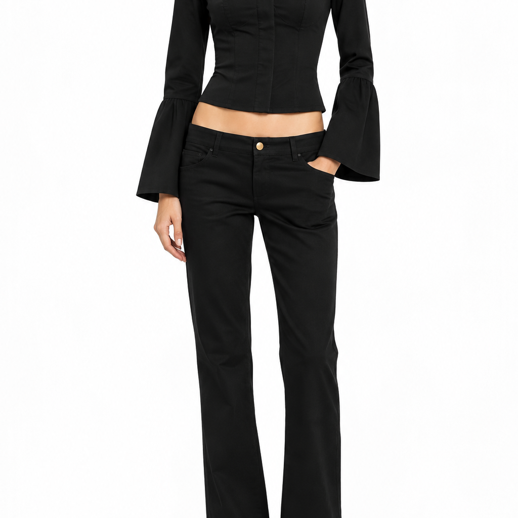 Black tailored Gucci trousers with a sleek fit and classic design, featuring a smooth fabric and tailored waistband.