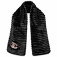 Black Wool and Orylag Shawl scarf by Chanel, featuring soft wool and luxurious Orylag fur, draped elegantly.