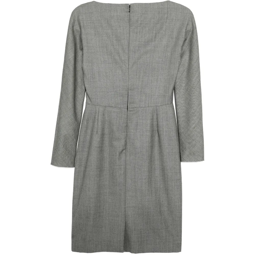 Dior boat neck dress showing elegant neckline and flowing fabric, perfect for stylish and sophisticated occasions.