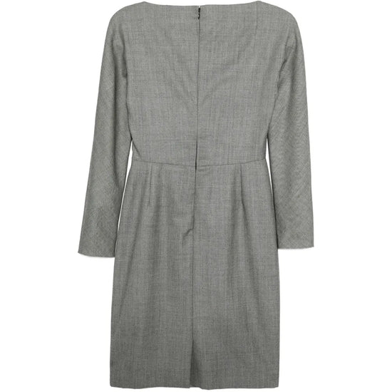Dior boat neck dress showing elegant neckline and flowing fabric, perfect for stylish and sophisticated occasions.
