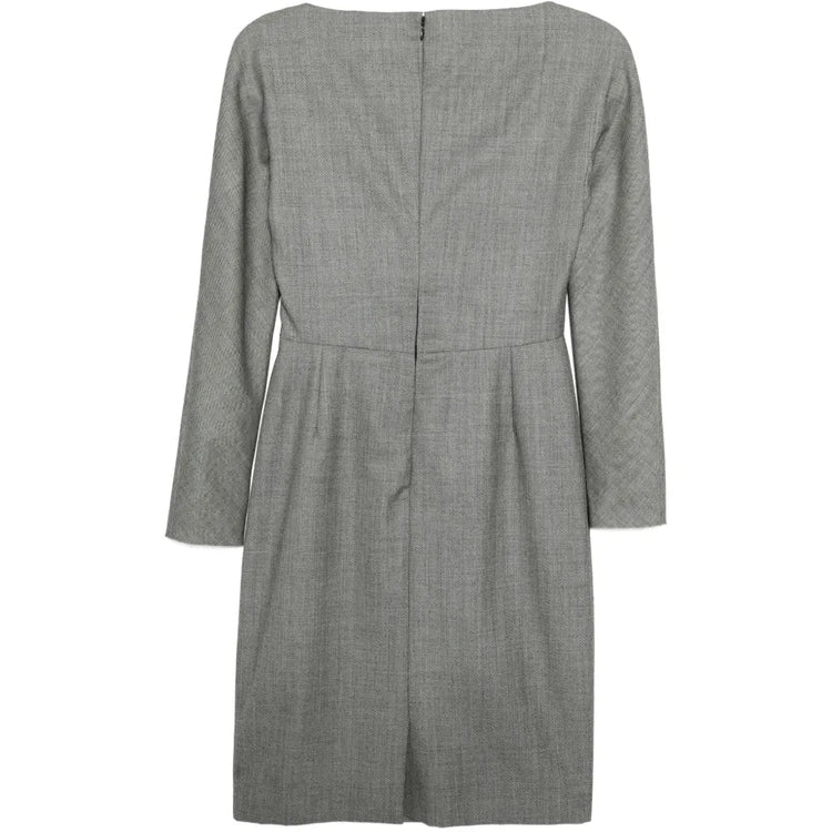 Dior boat neck dress showing elegant neckline and flowing fabric, perfect for stylish and sophisticated occasions.