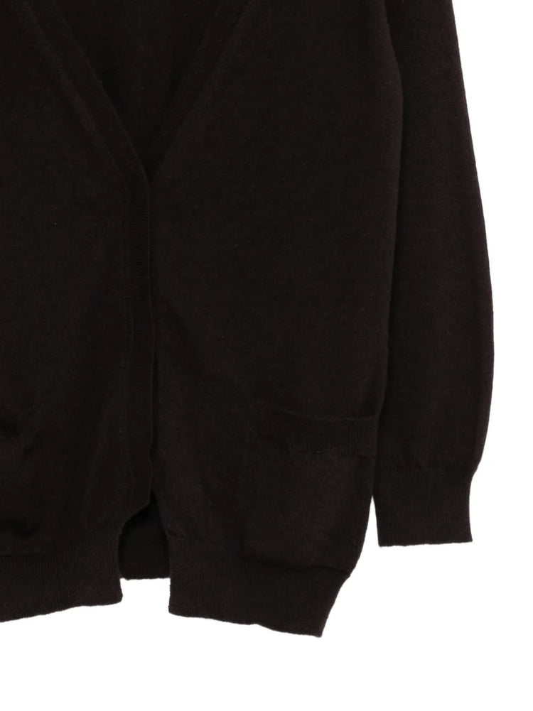 Bottega Veneta brown lightweight V-neck cardigan, soft tops with a relaxed fit and elegant design.