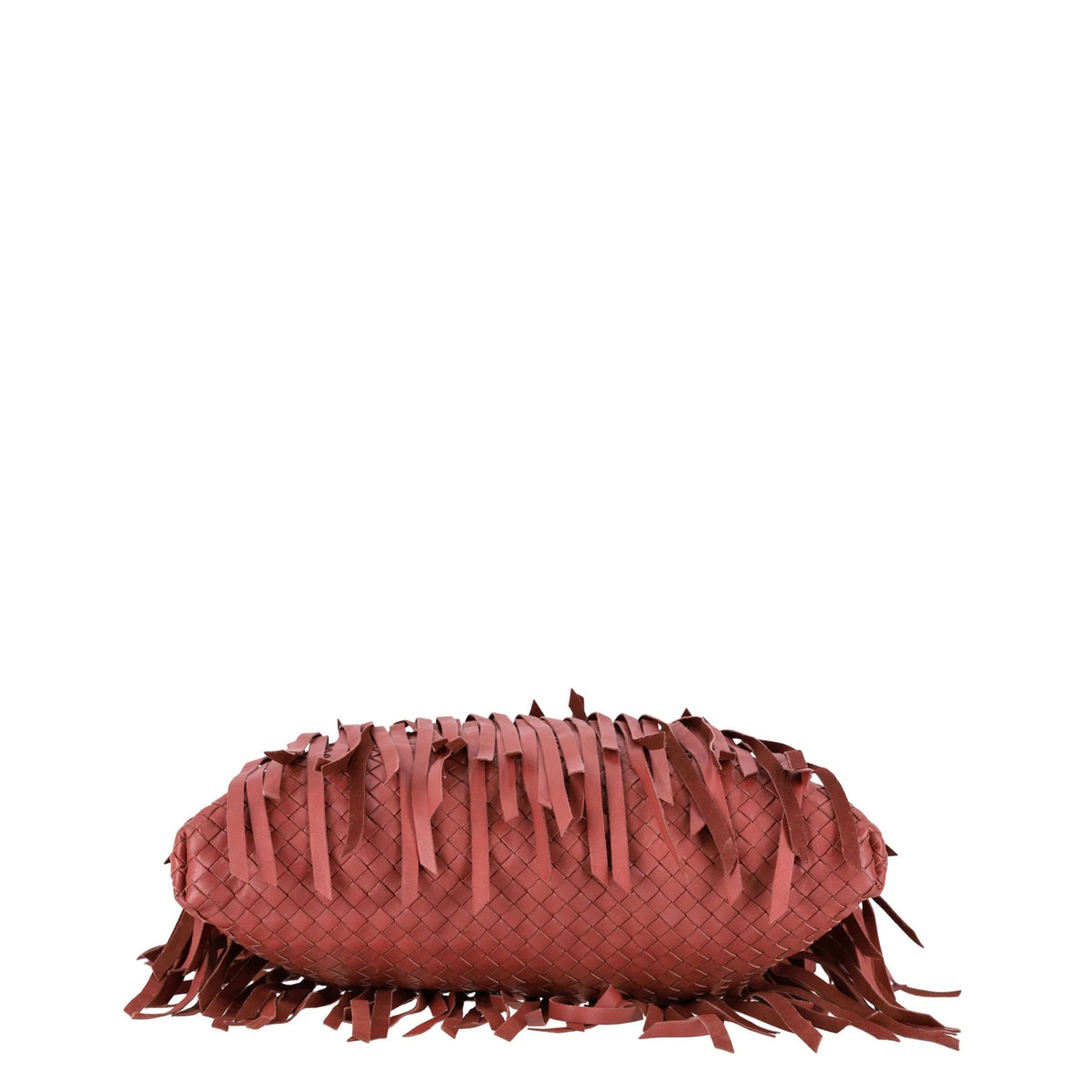 Bottega Veneta Fringe Intrecciato Leather Tote bag with woven leather design and fringe detailing, stylish and spacious tote bag.