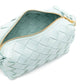 Bottega Veneta Mini Loop Intrecciato Candy Camera Bag in vibrant woven leather, crossbody style with adjustable strap.
