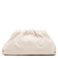 Bottega Veneta Pouch leather clutch in white with a soft gathered silhouette, folded top and structured base.
