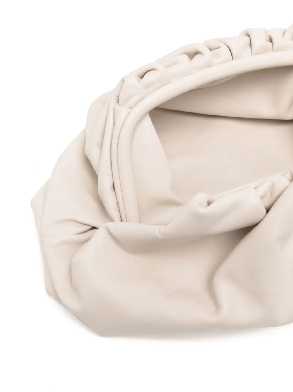 White leather clutch pouch by Bottega Veneta, featuring a sleek design and minimalist aesthetic for elegant accessorizing.