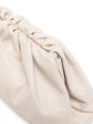 White leather clutch pouch by Bottega Veneta with sleek, minimalist design and subtle stitching details.