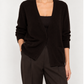 Bottega Veneta brown lightweight V-neck cardigan, soft knit top with long sleeves and a relaxed fit, casual elegant style.