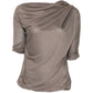 Bottega Veneta brown silk top featuring a sleek, elegant design with a smooth, shiny fabric and classic fit.