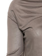 Bottega Veneta brown silk top featuring a sleek, elegant design with smooth fabric and subtle detailing.