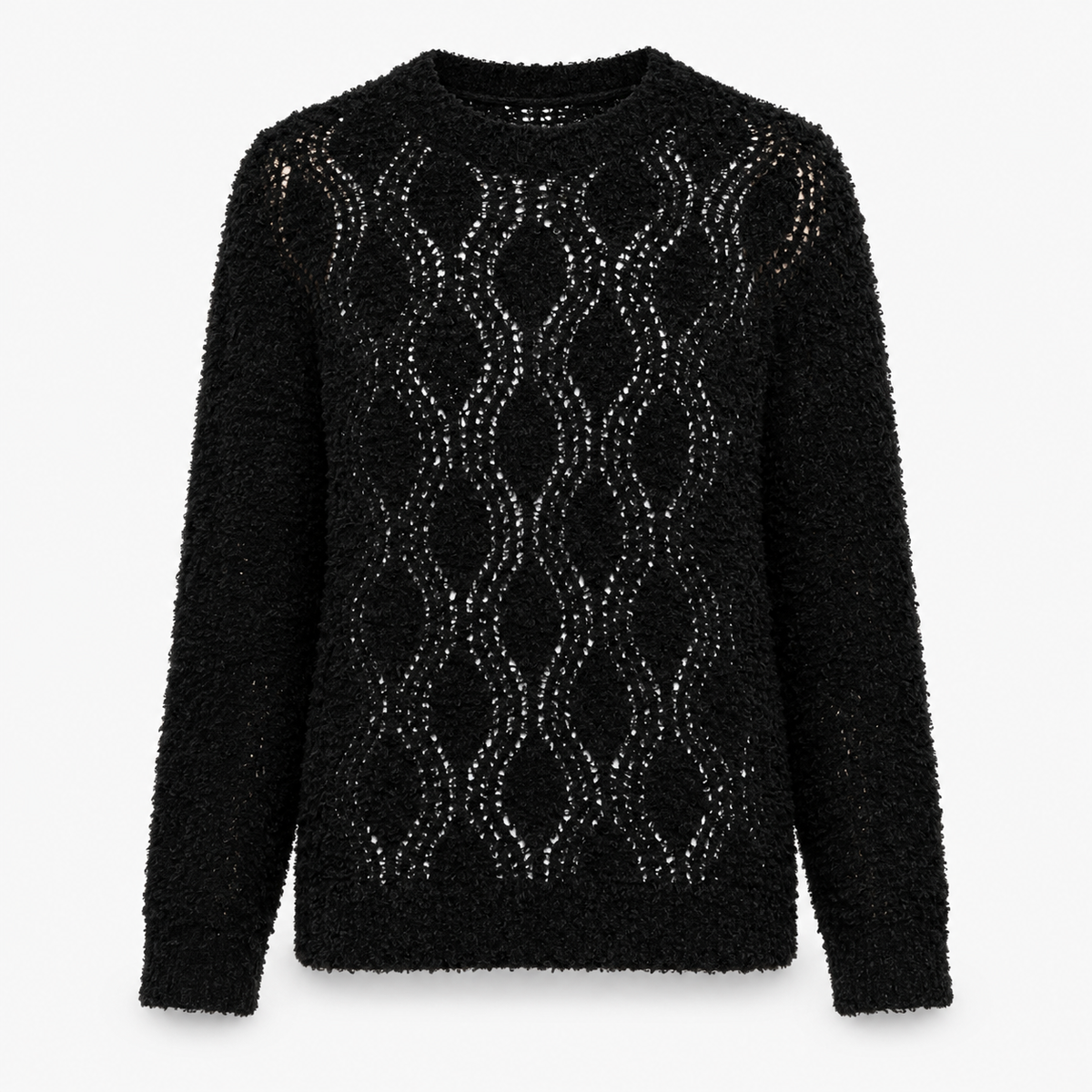 Black Brunello Cucinelli double layer jumper, stylish long-sleeve top with layered fabric design, displayed on a neutral background.