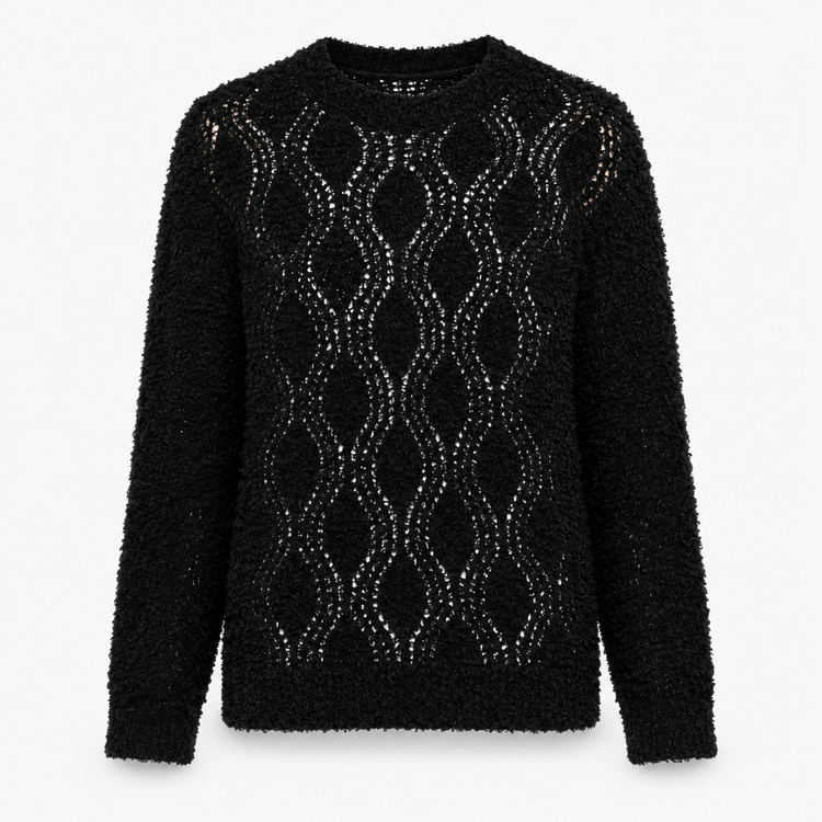 Black Brunello Cucinelli double layer jumper, stylish long-sleeve top with layered fabric design, displayed on a neutral background.