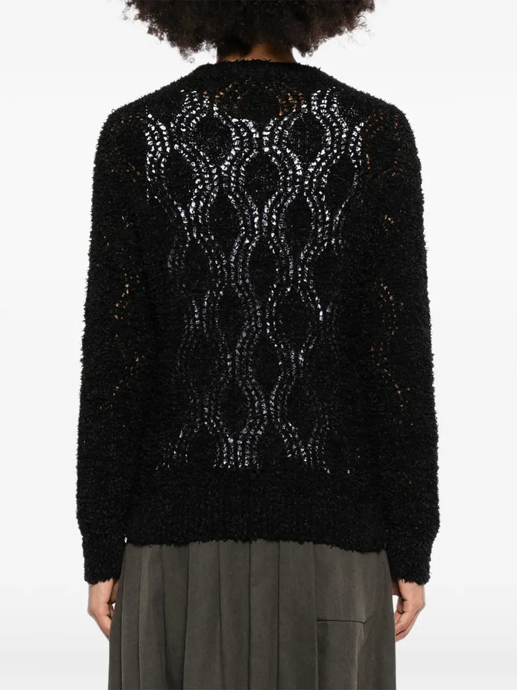 Black Brunello Cucinelli double layer jumper, stylish and cozy tops with a layered design, shown on a model.