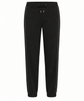 Brunello Cucinelli black jogger pants made of soft fabric, featuring a relaxed fit with elastic waistband and cuffed ankles.