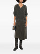 Grey Brunello Cucinelli V-neck double layer jumper, soft knit top with a stylish layered design, displayed on a neutral background.