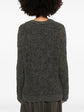 Brunello Cucinelli grey V-neck double layer jumper showing the back view, soft knit fabric, and layered design.