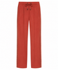 Brunello Cucinelli red drawstring trousers with relaxed fit and elastic waistband, shown hanging against a plain background.
